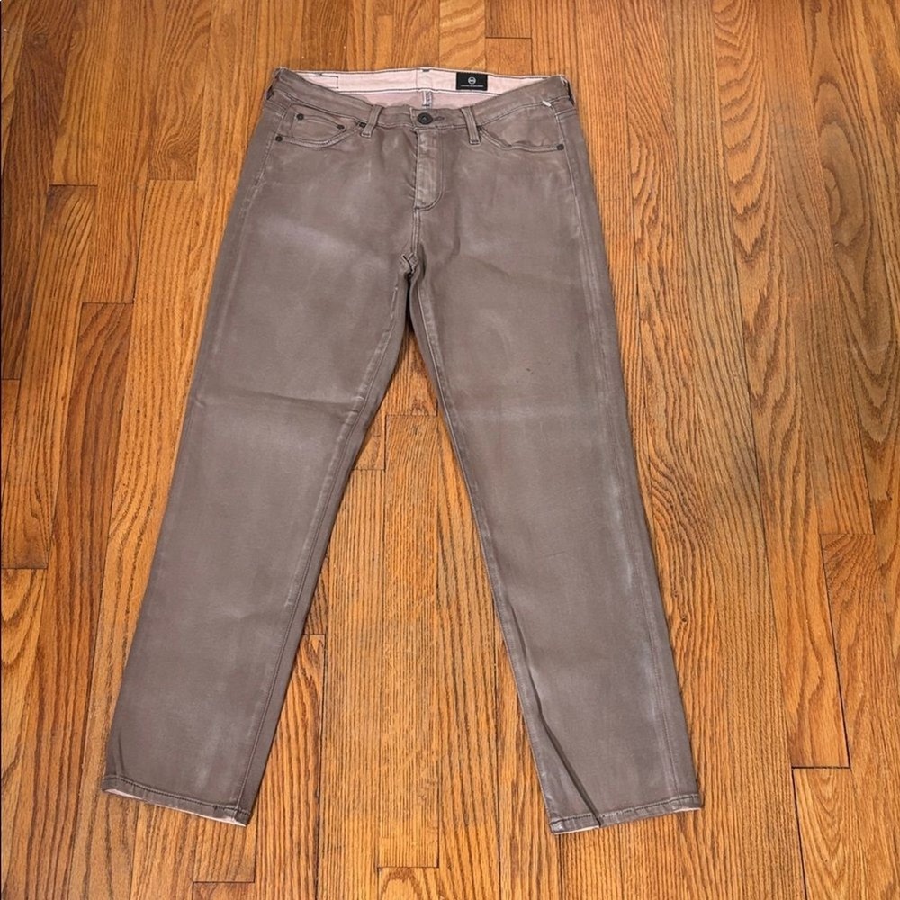 Ag Adriano Goldschmied Prima Crop Jean Leatherette Tan Brown‎ size 27